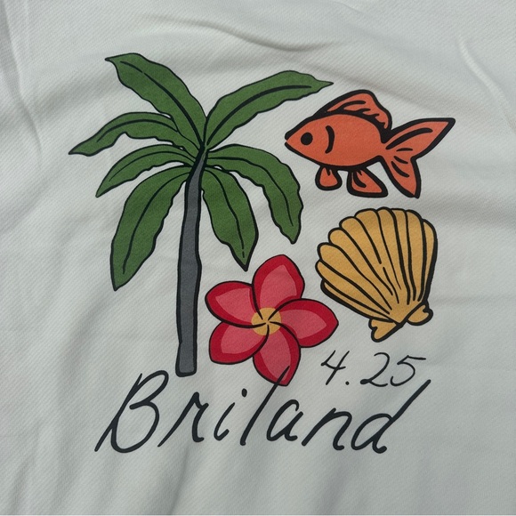 NWOT Parke mockneck white “briland” bahamas sweatshirt - size s/m (small medium) - Picture 2 of 4